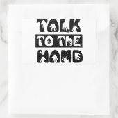 Praat met de hand rechthoekige sticker (Tas)