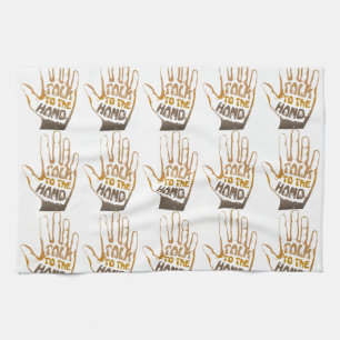 Praat met de hand theedoek