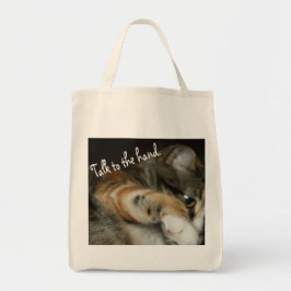 Praat met de hand tote bag