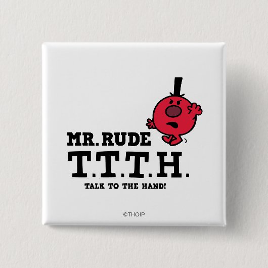 Praat met de hand vierkante button 5,1 cm (Voorkant)