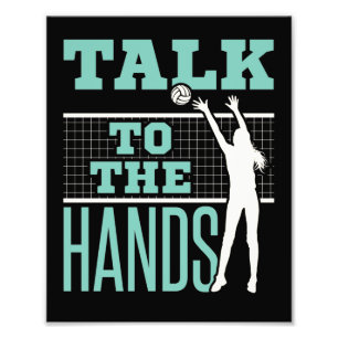 Praat met de Hands Volleyball Player Blocker Foto Afdruk