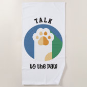 Praat met de Paw schattige kat ( zwarte tekst) Strandlaken (Voorkant)