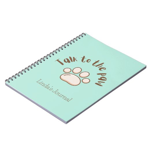 Praat met de poot geïllustreerd met een minimalist notitieboek (Linkerzijde)