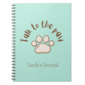 Praat met de poot geïllustreerd met een minimalist notitieboek (Voorkant)