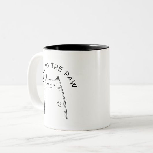 "Praat met de poot" Grappige geïrriteerde kattenli Tweekleurige Koffiemok (Voorkant links)