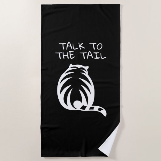 Praat met de staart leuk gestreept kat zwart stran strandlaken (Voorkant)