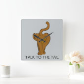 Praat met de Tail, de grappige kat van de muur. Vierkante Klok (Huis)