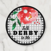 Praat met Derby Me Red Rose op Gingham Bedankjes Labels (Voorkant)