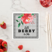 Praat met Derby Me Red Rose op Gingham Servet (Insitu)