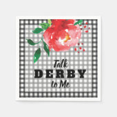 Praat met Derby Me Red Rose op Gingham Servet (Voorkant)