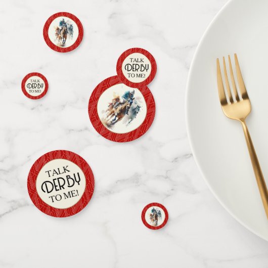 Praat met Derby Racehorses en Jockeys Red Confetti (Groep)