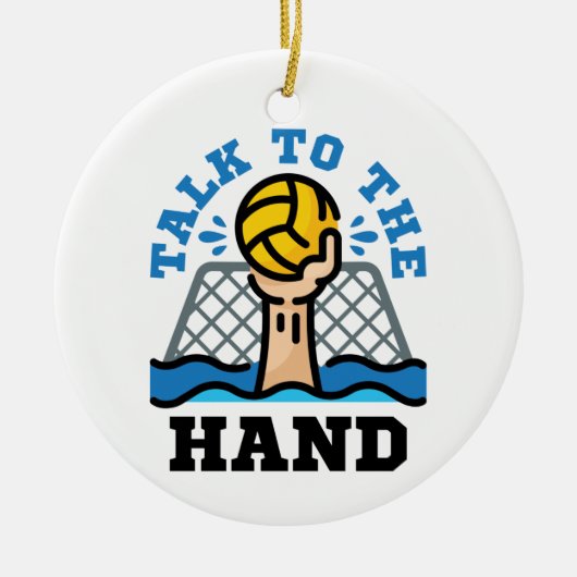 Praat met Hand Funny Water Polo Goalie Keramisch Ornament (Voorkant)