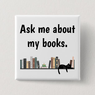 Praat met me over mijn boeken knop vierkante button 5,1 cm