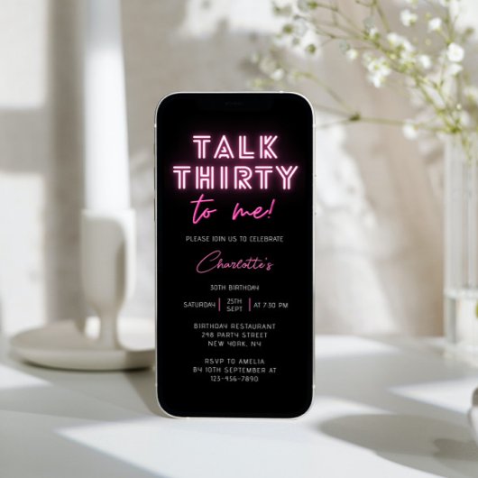 Praat met mij over 30e verjaardag Neon Pink Kaart