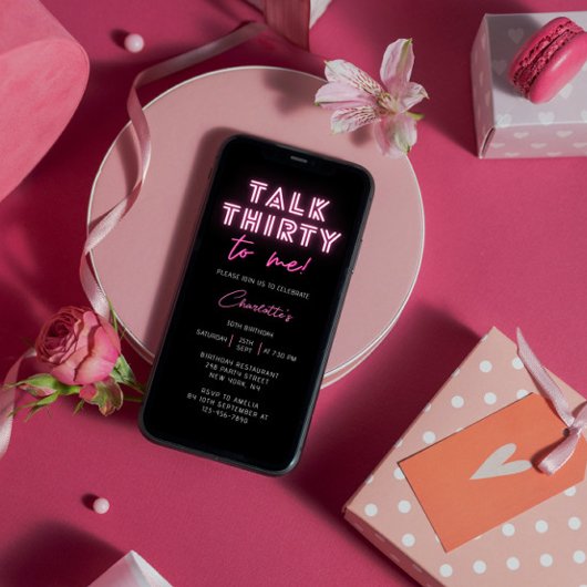 Praat met mij over 30e verjaardag Neon Pink Kaart