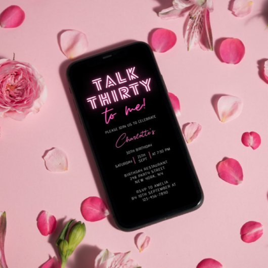 Praat met mij over 30e verjaardag Neon Pink Kaart