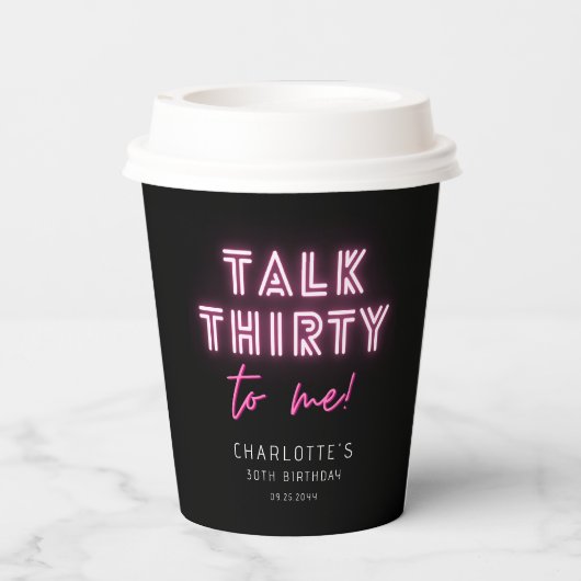 Praat met mij over 30e verjaardag Neon Pink Papieren Bekers (Achterkant)
