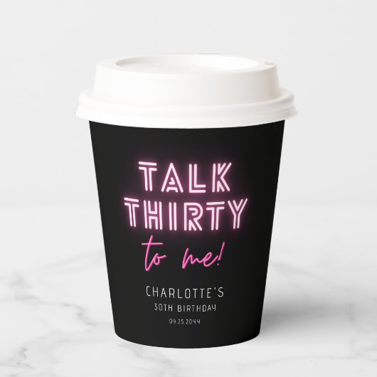 Praat met mij over 30e verjaardag Neon Pink Papieren Bekers (Voorkant)