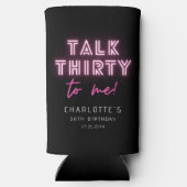Praat met mij over 30e verjaardag Neon Pink Seltzer Blikjeskoeler (Achterkant)