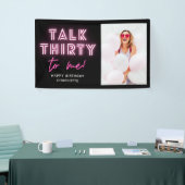 Praat met mij over 30e verjaardag Neon Pink Spandoek (Beurs)