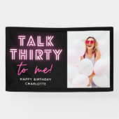 Praat met mij over 30e verjaardag Neon Pink Spandoek (Horizontaal)