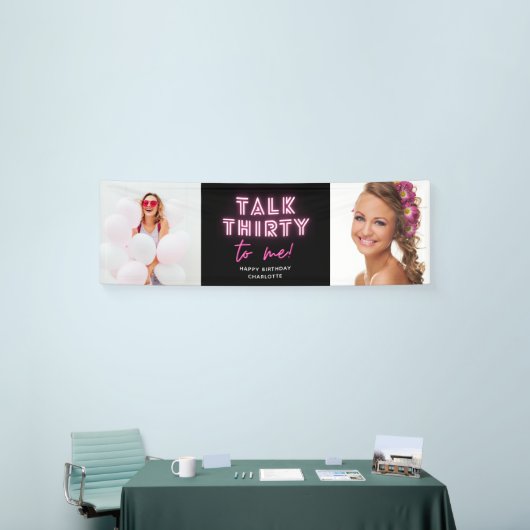 Praat met mij over 30e verjaardag Neon Pink Spandoek (Beurs)