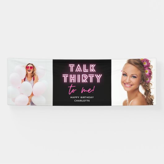 Praat met mij over 30e verjaardag Neon Pink Spandoek (Horizontaal)