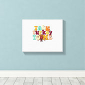 Praat met Turkije over de grappige Thanksgiving op Canvas Afdruk (Insitu (Houten vloer))