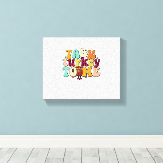 Praat met Turkije over de grappige Thanksgiving op Canvas Afdruk (Insitu (Houten vloer))
