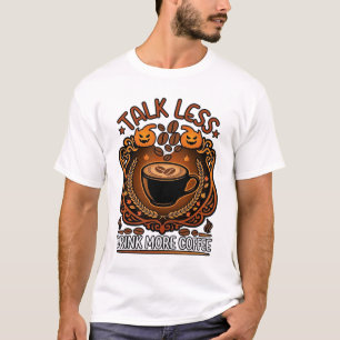 Praat Minder Drink Meer Koffie Beker Halloween Pom T-shirt