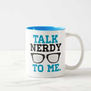 Praat Nerdy tegen me Funny Spectacles Tweekleurige Koffiemok