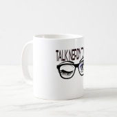 Praat nerdy tegen me Geek bril knipogen oog Koffiemok (Voorkant links)
