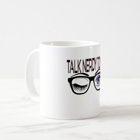 Praat nerdy tegen me Geek bril knipogen oog Koffiemok (Voorkant links)
