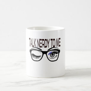 Praat nerdy tegen me Geek bril knipogen oog Koffiemok