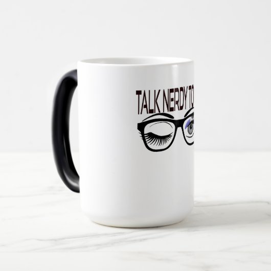 Praat nerdy tegen me Geek bril knipogen oog Magische Mok (Voorkant links)