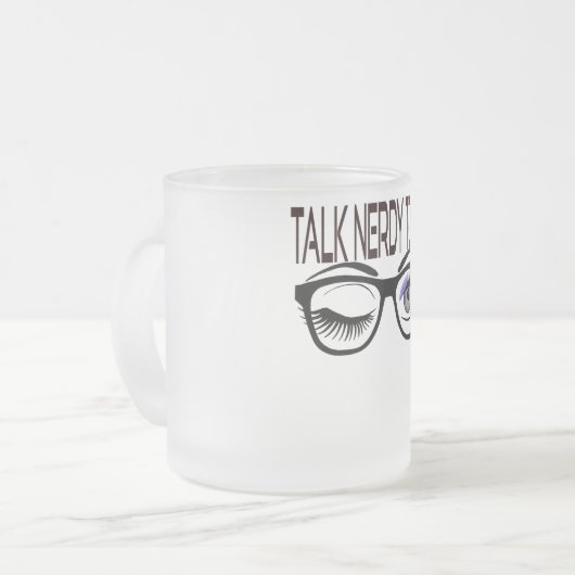 Praat nerdy tegen me Geek bril knipogen oog Matglas Koffiemok (Voorkant links)