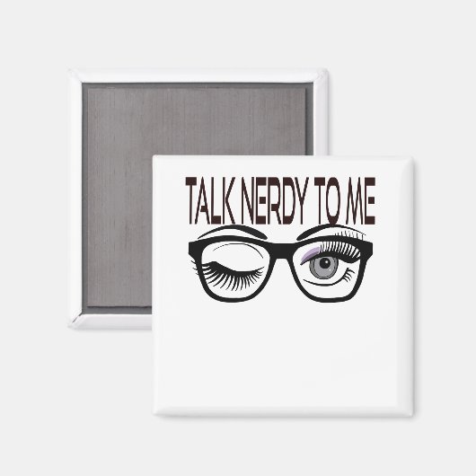 Praat nerdy tegen me Geek bril knipogen oog Paarse Magneet (Voorkant / Achterkant)