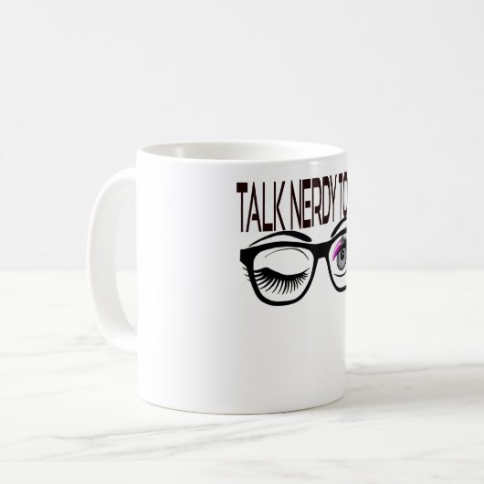 Praat nerdy tegen me Geek bril knipogen oog roze Koffiemok (Voorkant links)