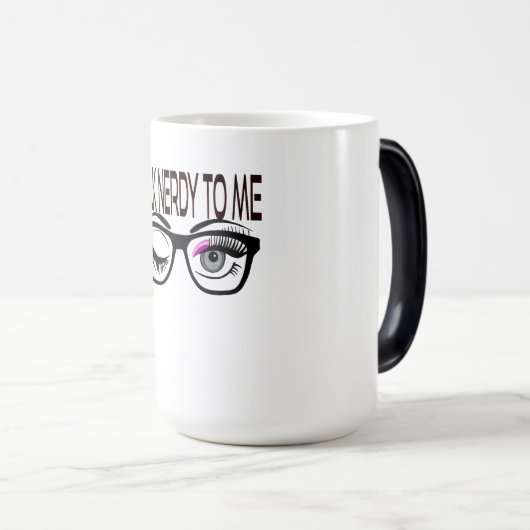 Praat nerdy tegen me Geek bril knipogen oog roze Magische Mok (Voorkant rechts)