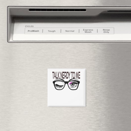 Praat nerdy tegen me Geek bril knipogen oog roze Magneet (Insitu (Vaatwasser))