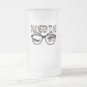 Praat nerdy tegen me Geek bril knipogen oog roze Matglas Bierpul (Center)