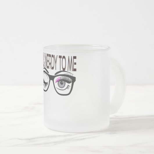 Praat nerdy tegen me Geek bril knipogen oog roze Matglas Koffiemok (Voorkant rechts)