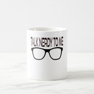 Praat nerdy tegen me met een zwarte geek bril koffiemok