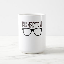 Praat nerdy tegen me met een zwarte geek bril magische mok