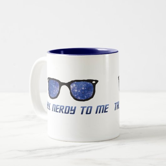 Praat nerdy tegen mij Space Stars Mok (Voorkant links)