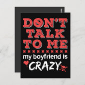 Praat niet met me, mijn vriend is gek briefkaart (Voorkant / Achterkant)