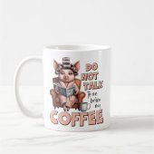 Praat niet met me voor de koffie koffiemok (Links)