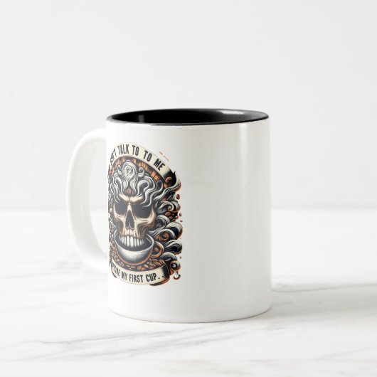 Praat niet met me voor de Mok van de koffieschedel (Voorkant links)