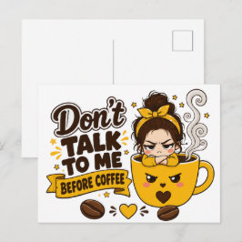 Praat Niet Met Me Voor Koffie Chagrijnige Meid Briefkaart