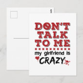 Praat niet met mij, mijn vriendin is gek briefkaart (Voorkant / Achterkant)